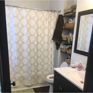 Threshold Target Neutral Shower Curtain White Tan 72 x 72 100% Cotton Diamond